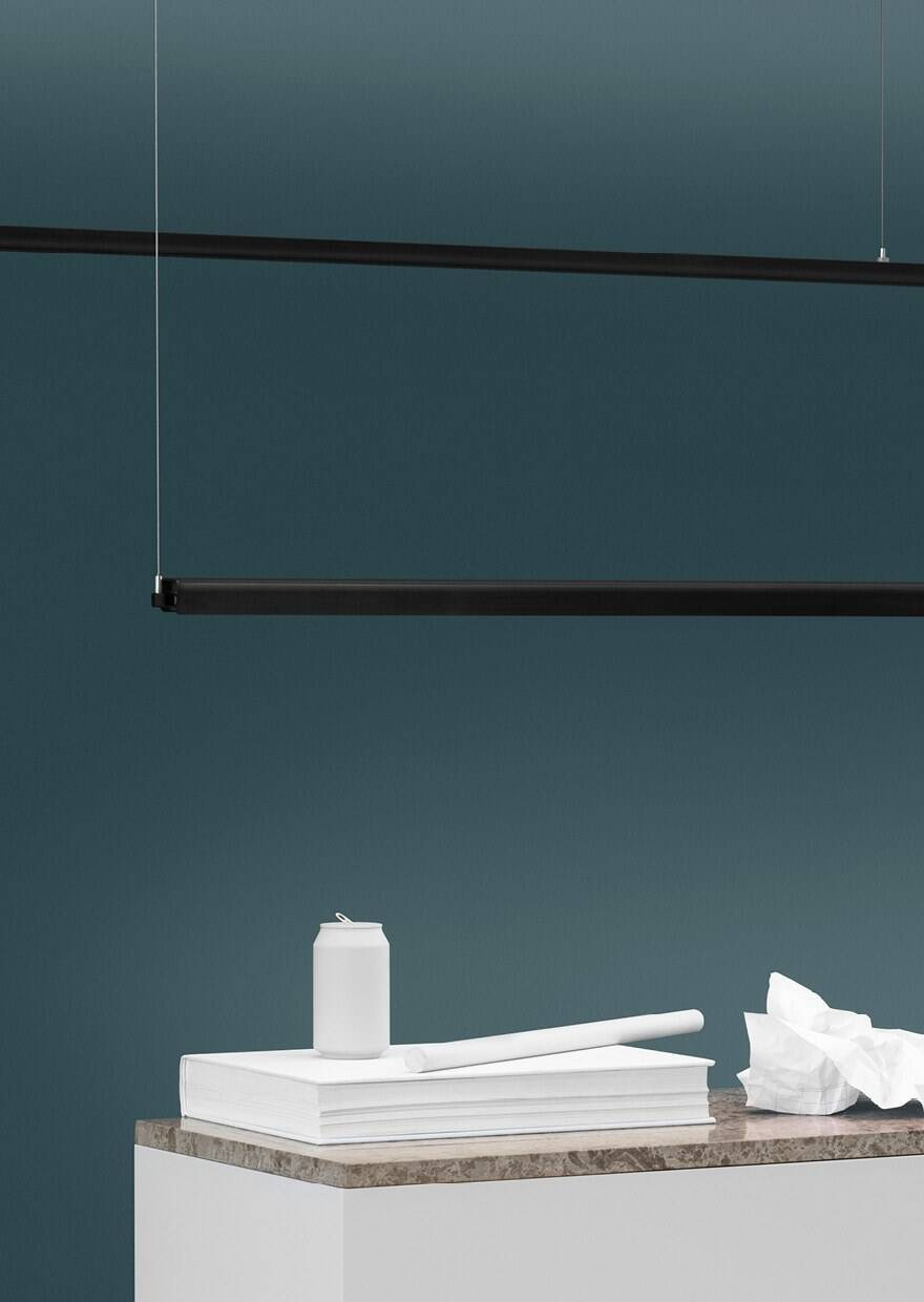 Anour :: G-Model Hängeleuchte, Breite 150 cm, schwarzes Aluminium