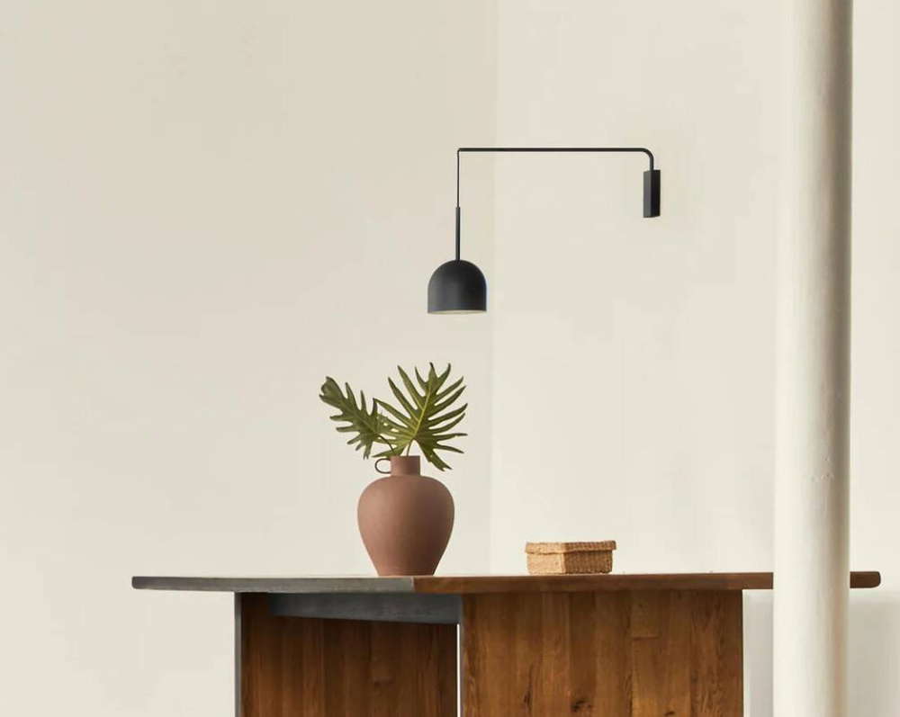 Robin :: Rio Single Arm red wall lamp, depth 64 cm