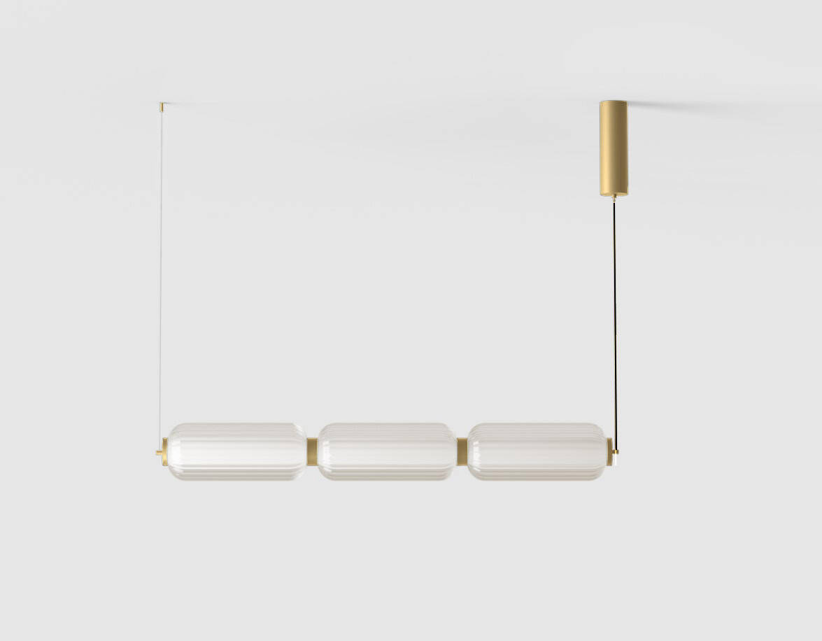 Aromas :: Elma 3 gold hanging lamp, width 96 cm, horizontal or vertical