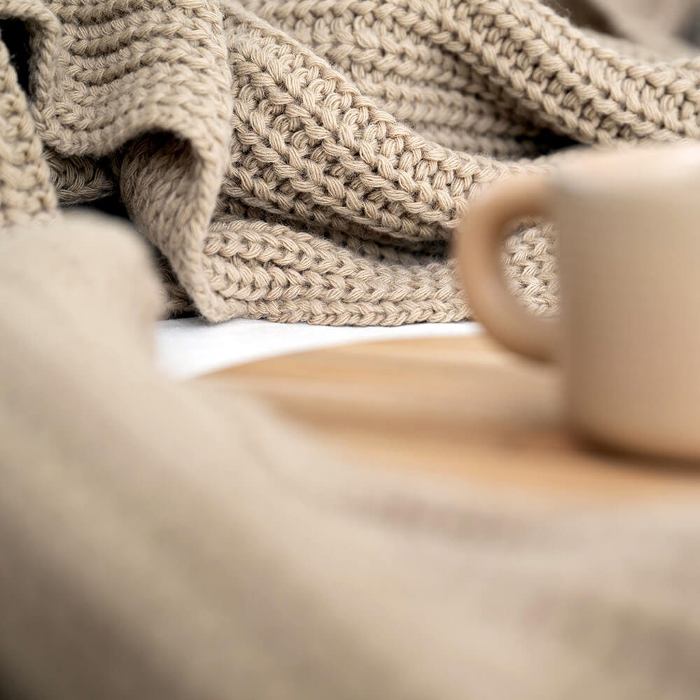 Moyha :: Beige blanket with wool weave 130 x 170 cm