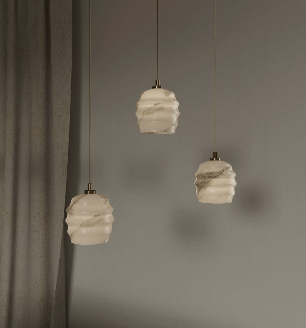 Embassy Interiors :: Kalliope Alabaster Messing Triadic Constellation Pendelleuchte/Kronleuchter