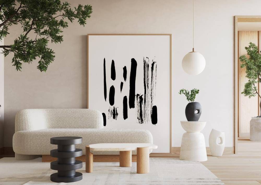 Kaspa :: Alur Wood Pendelleuchte in Weiß und Eiche, Durchmesser 40 cm, Größe L