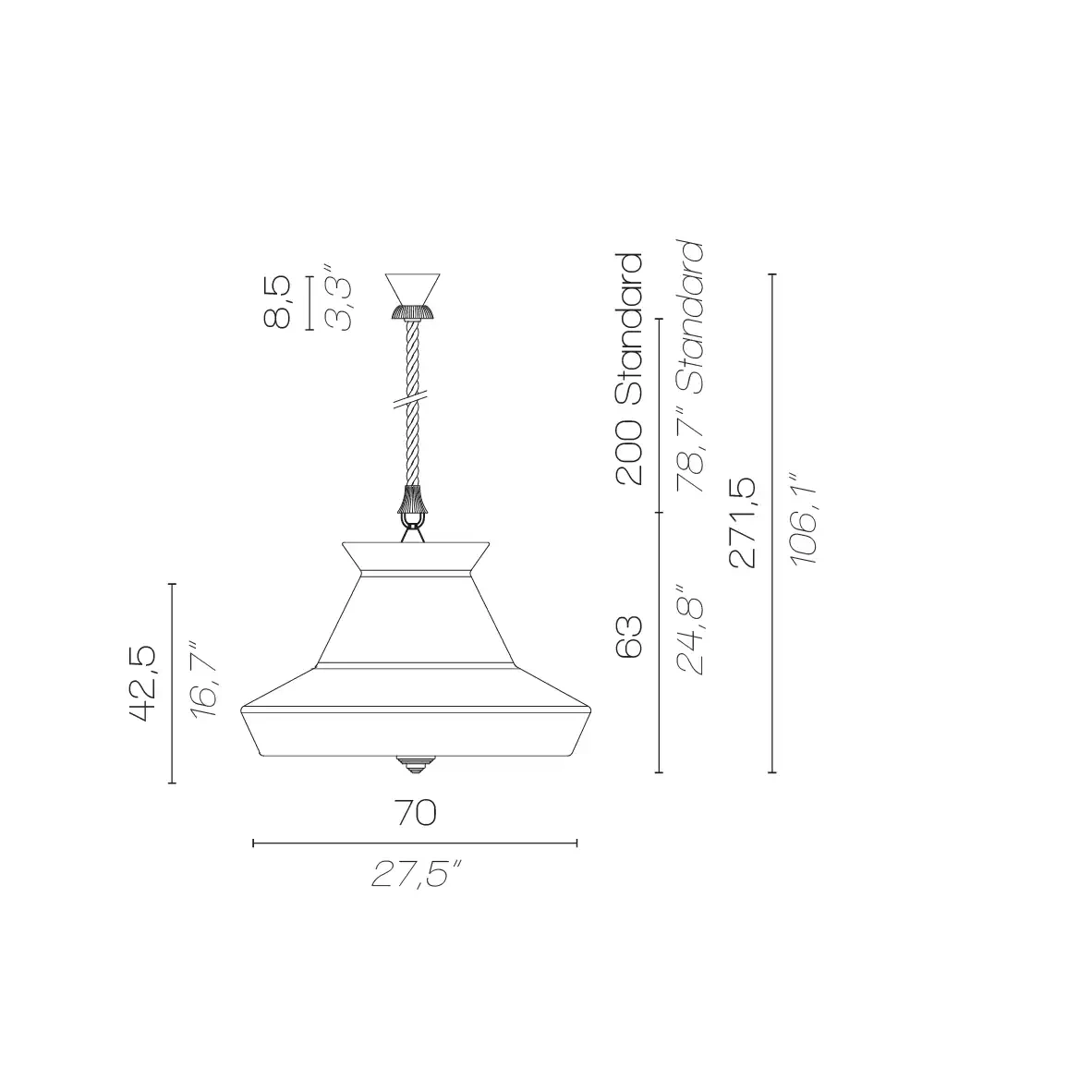 Contardi :: Hanging outdoor lamp Calypso So Guadaloupe brown dia. 70 cm