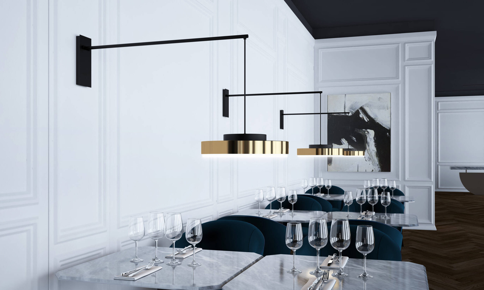 Contardi :: Discus Ap wall lamp/sconce, diameter 20.7 cm, gold and black