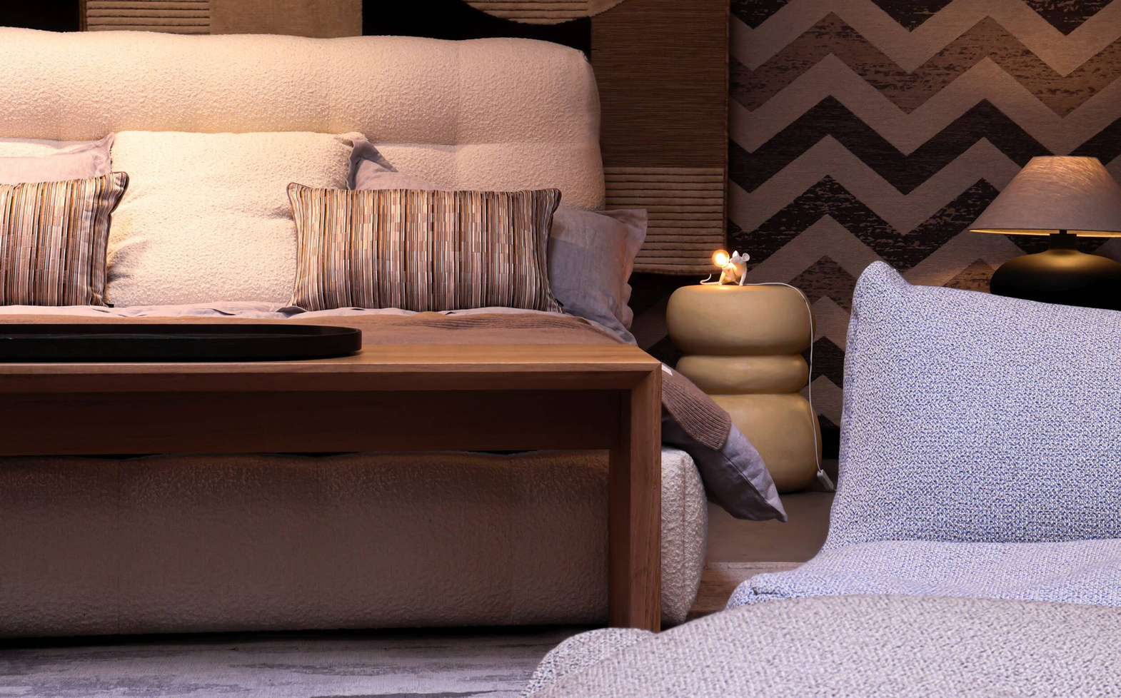 Nordic Line :: Michelle upholstered bed white bouclé 160x200 cm