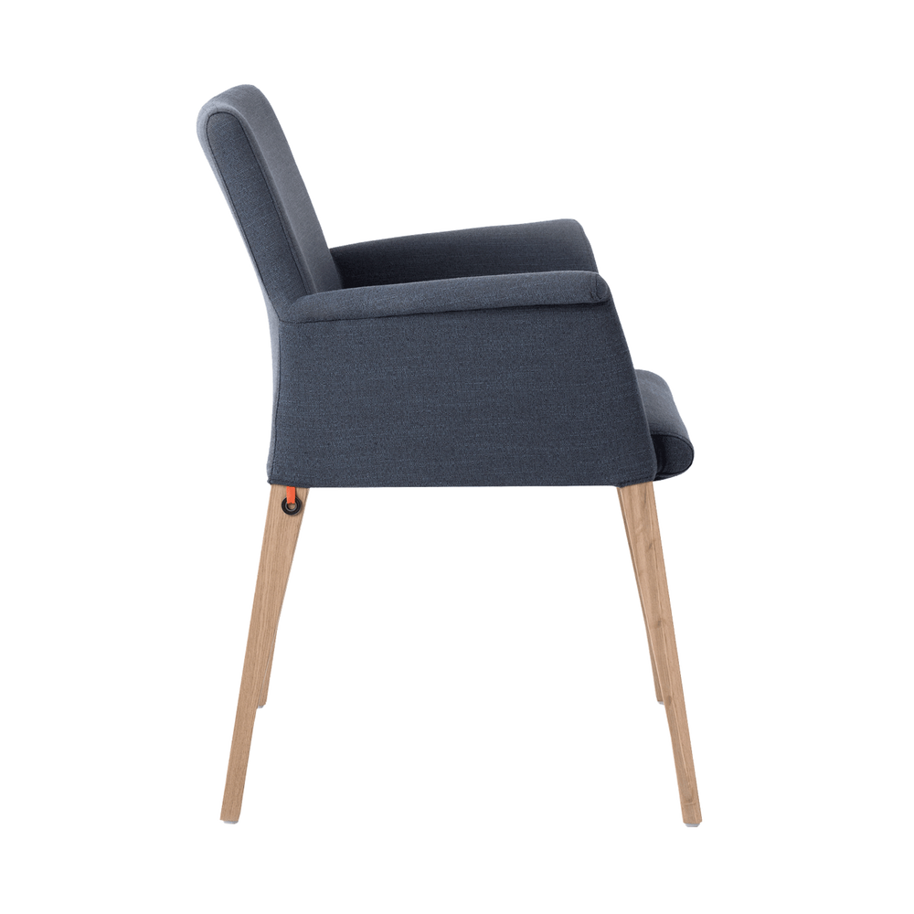 Mobitec :: Pure Classic C02 gray upholstered chair with armrests, 59 cm wide, wooden legs