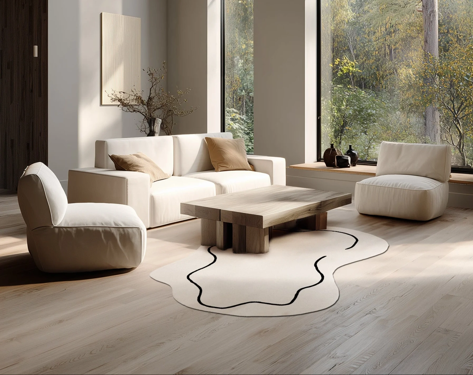 Carpet Decor :: Dywan Loop Ivory asymetryczny 100% wełna kremowy ręcznie wykonany