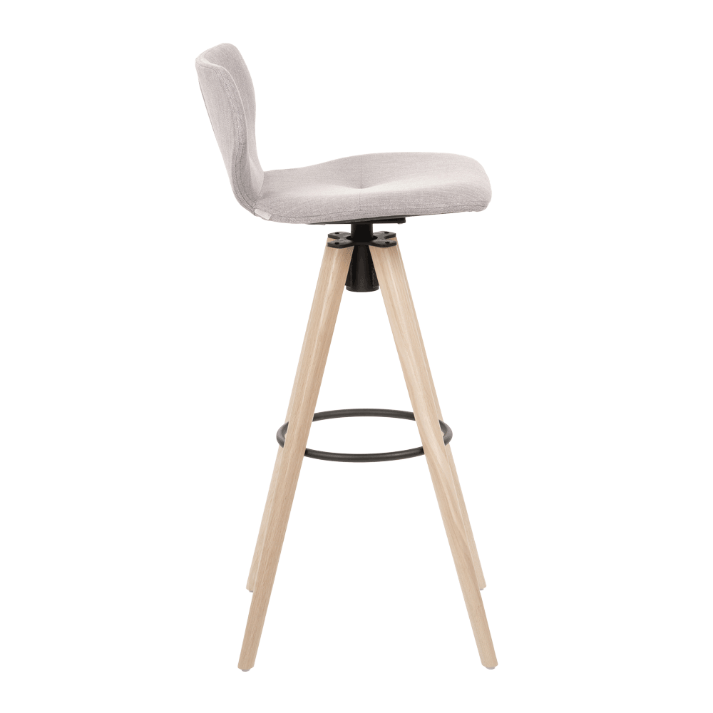 Mobitec :: Upholstered swivel bar stool / stool Mood 91, height 102 cm, gray, wooden legs