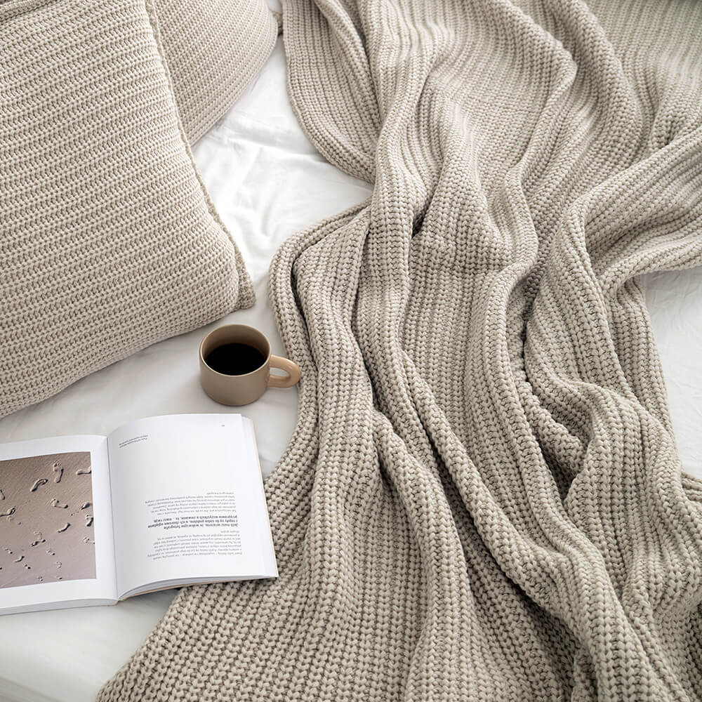 Moyha :: Cream blanket with wool weave 130 x 170 cm