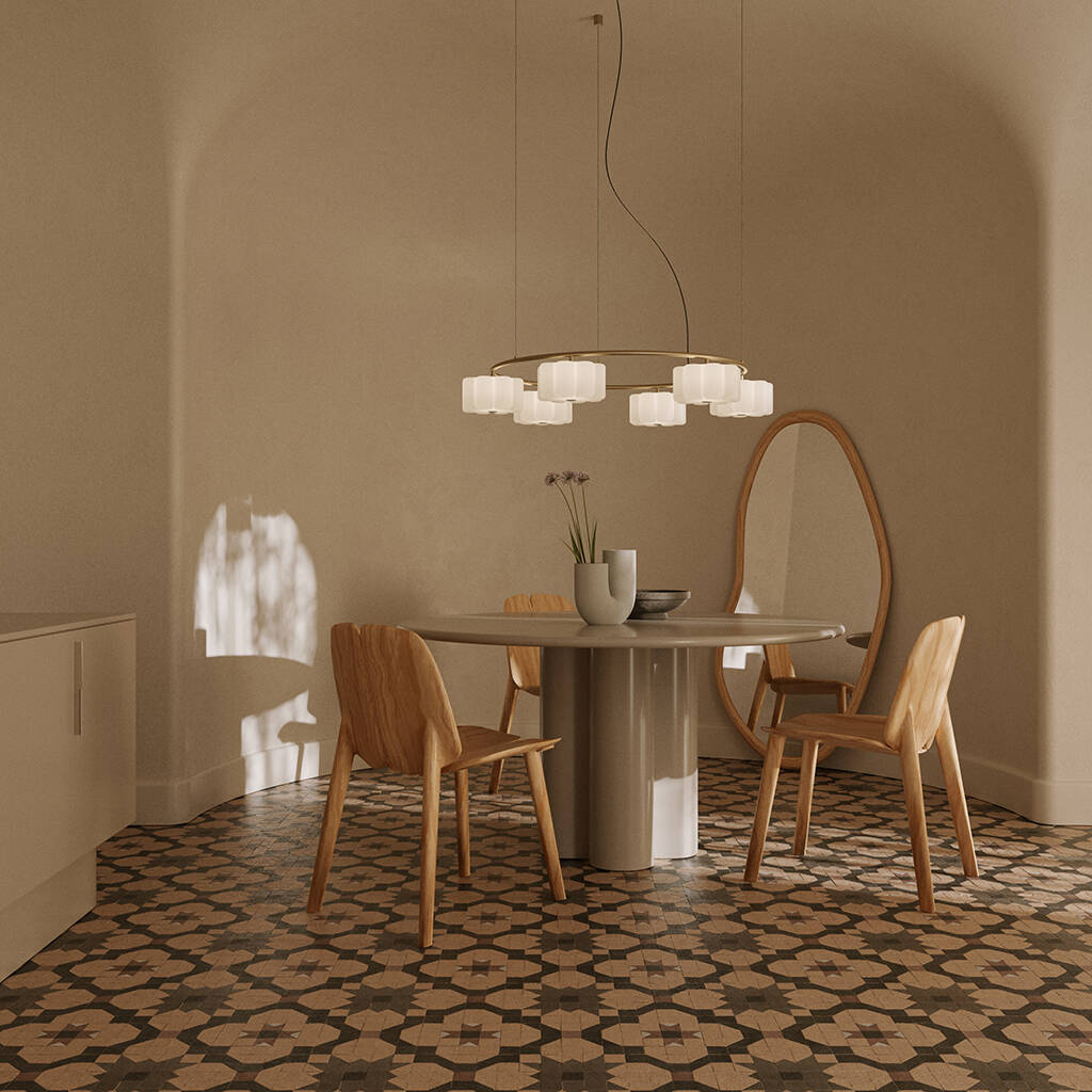 Aromas :: Flow pendant lamp/chandelier, diameter 80 cm, black metal/white shades