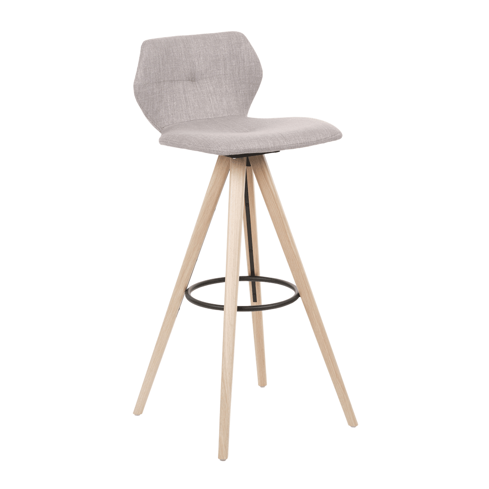 Mobitec :: Upholstered bar stool / bar stool Mood 91, height 102 cm, gray, wooden legs