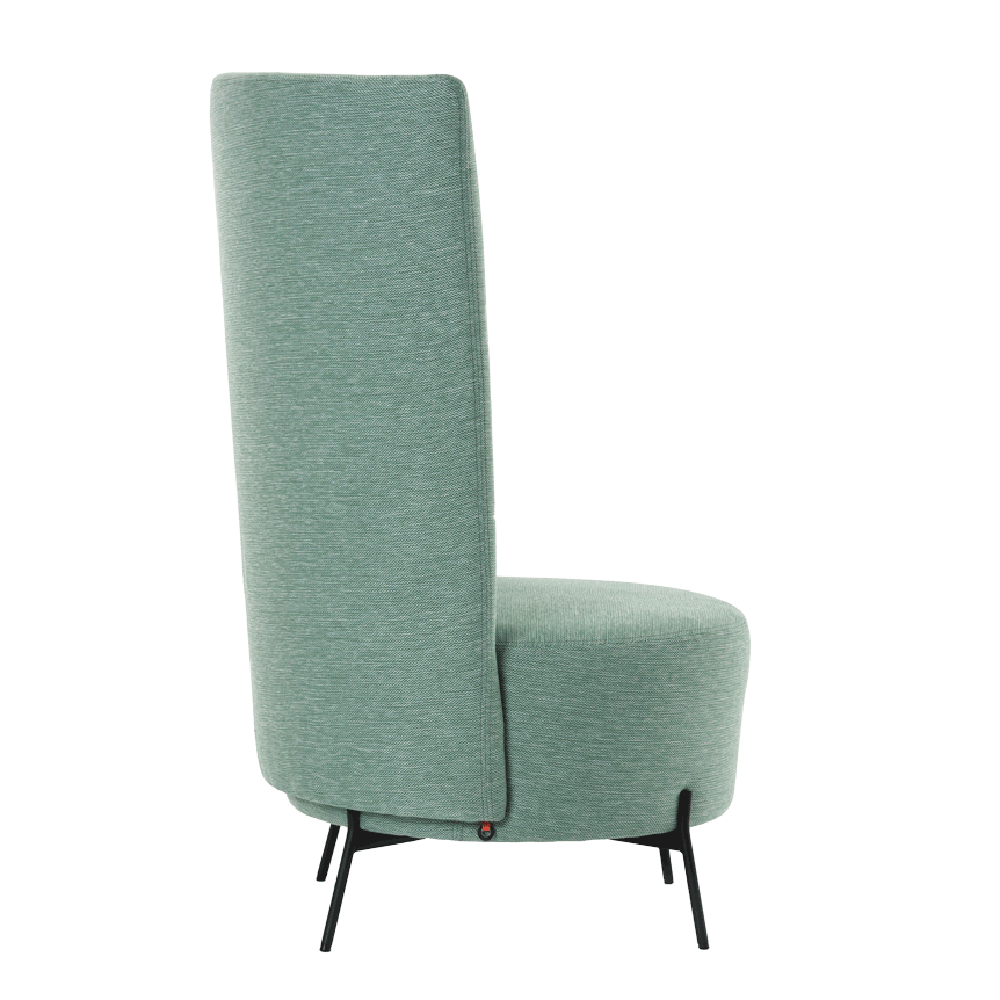Mobitec :: Bolero green upholstered armchair with high backrest, metal legs, height 116 cm