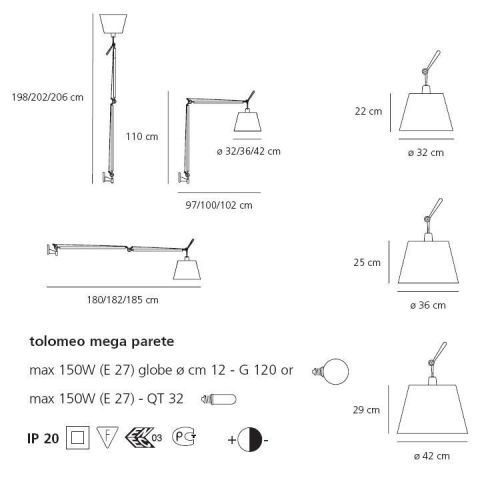 Artemide :: Tolomeo Mega Parete (on-off abażur 36 pergamin)