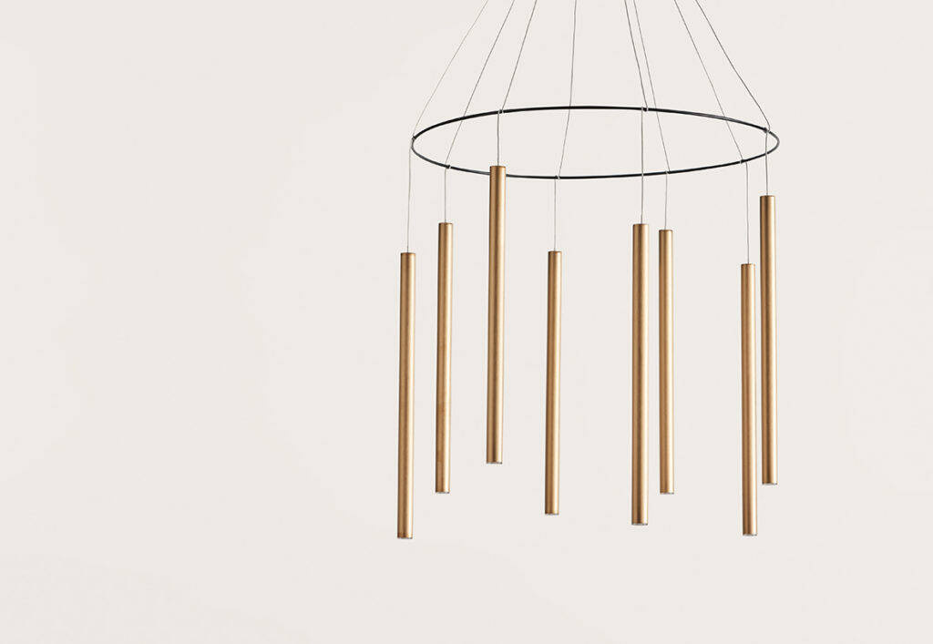 Aromas :: Mika Multi 8 gold pendant lamp, diameter 60 cm