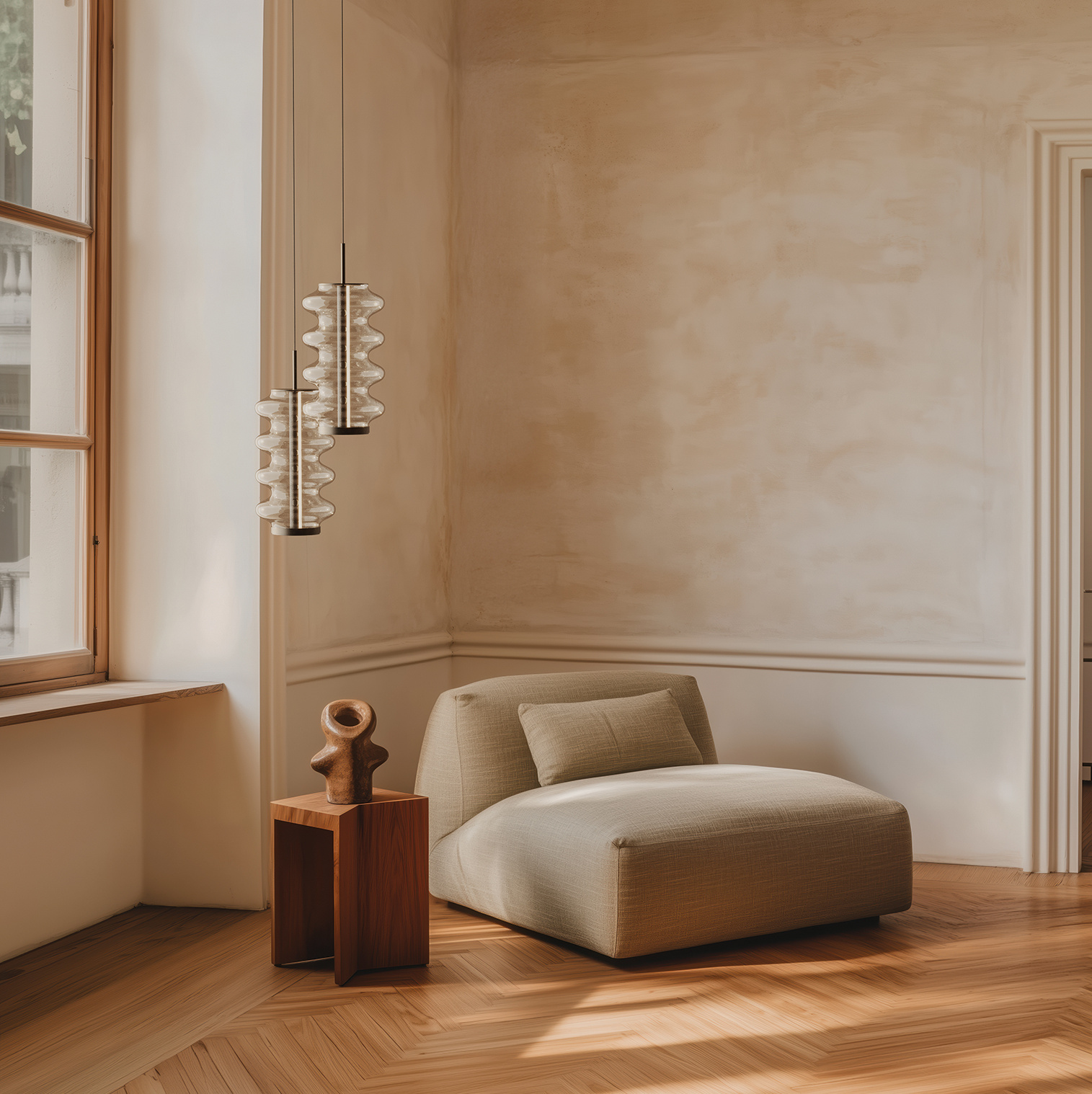 Aromas :: Lampa wisząca Vitree wys. 35,5 cm transparentne szkło / czarny metal