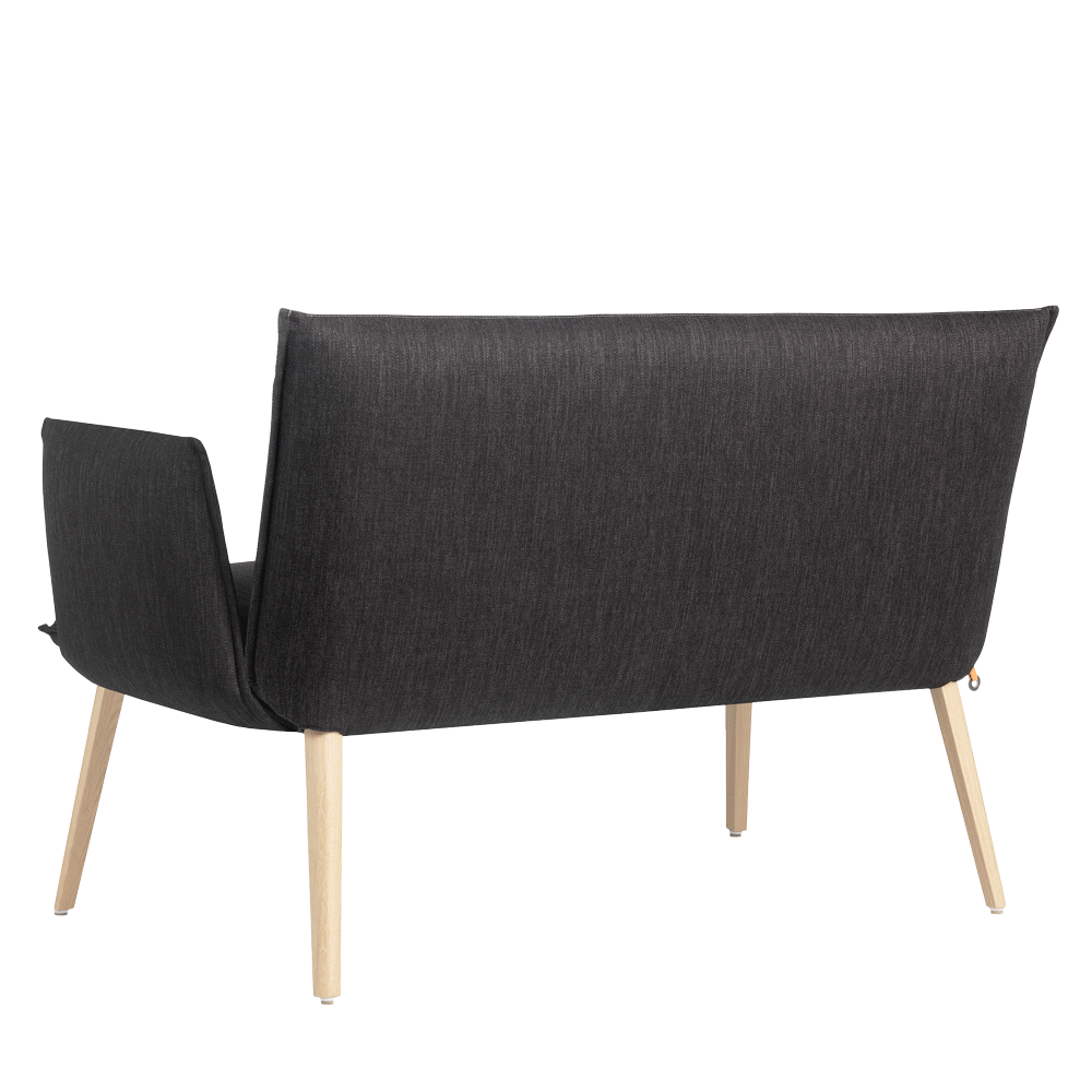 Mobitec :: 2-seater upholstered sofa/bench Soft C10, width 134 cm, dark gray with wooden legs