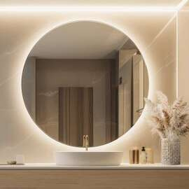 Giera Design :: Superweißer runder Spiegel mit LED-Beleuchtung, Durchmesser 100 cm, 3000K