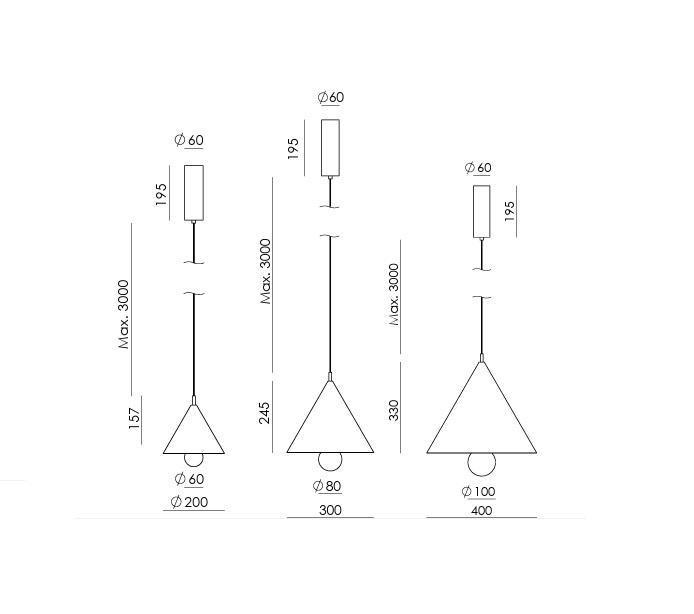 Aromas :: Marg Hängelampe, Durchmesser 40 cm, schwarzes Metall / weißer Marmor