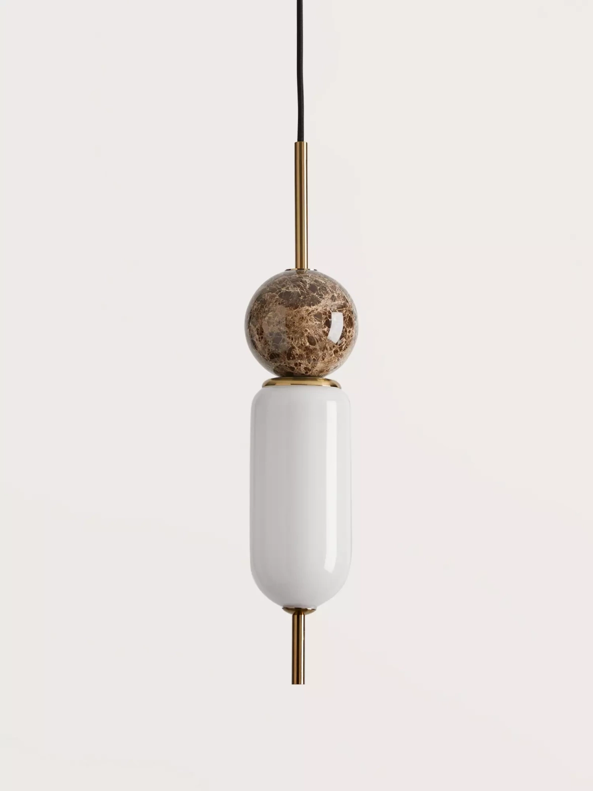 Aromas ::Anet Aged Gold Pendant Lamp with Brown Marble