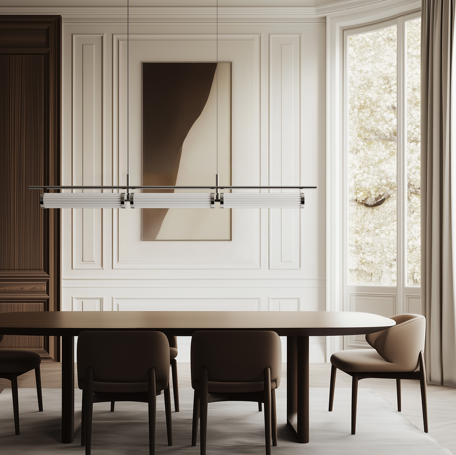 Aromas :: Numu 3 horizontal hanging lamp, width 110 cm, chrome