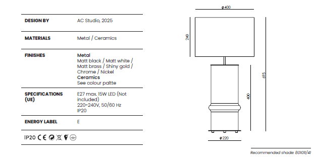 Aromas :: Lampa stołowa Bambu wys. 69,5 cm kolor do wyboru