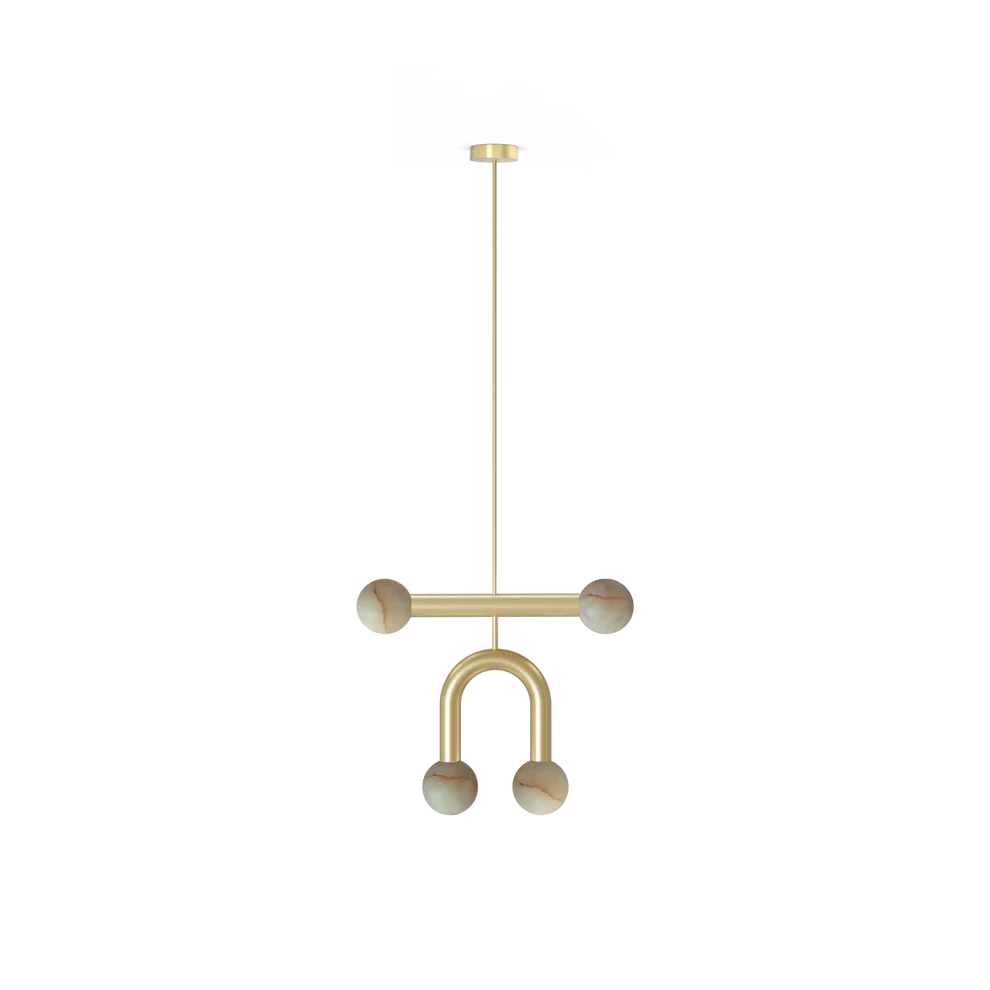 Robin :: Lampa wisząca Rigoberta Duo Super Curved alabaster / złota szer. 49,5