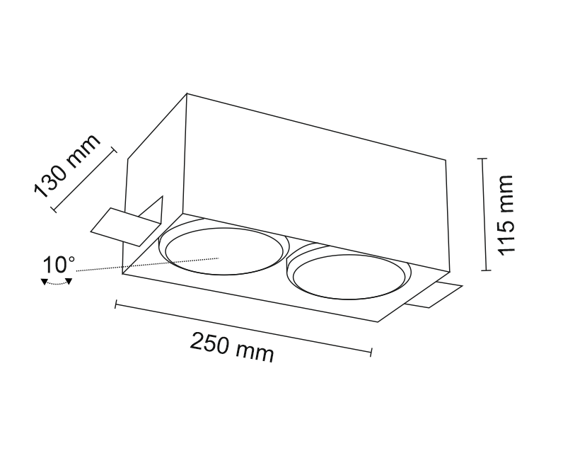 Shilo :: YATOMI recessed luminaire black width 25 cm