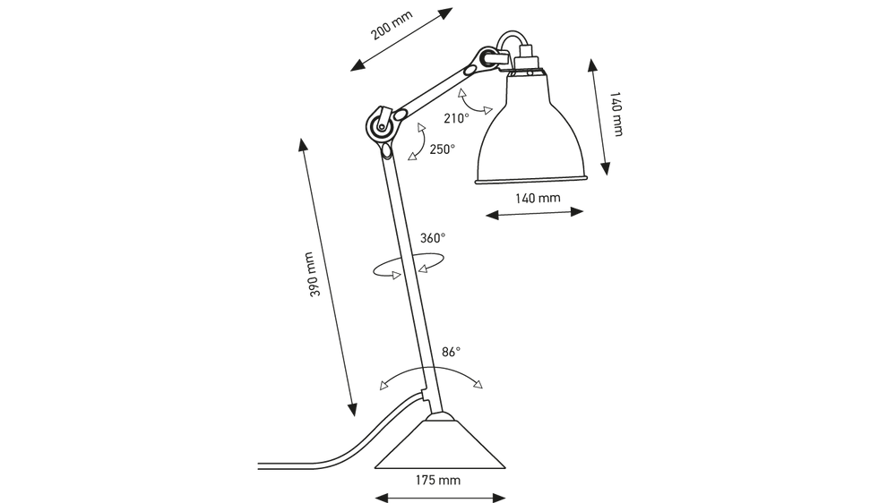 DCW:: Lampe Gras N°205 Schreibtischlampe schwarz und kupfer