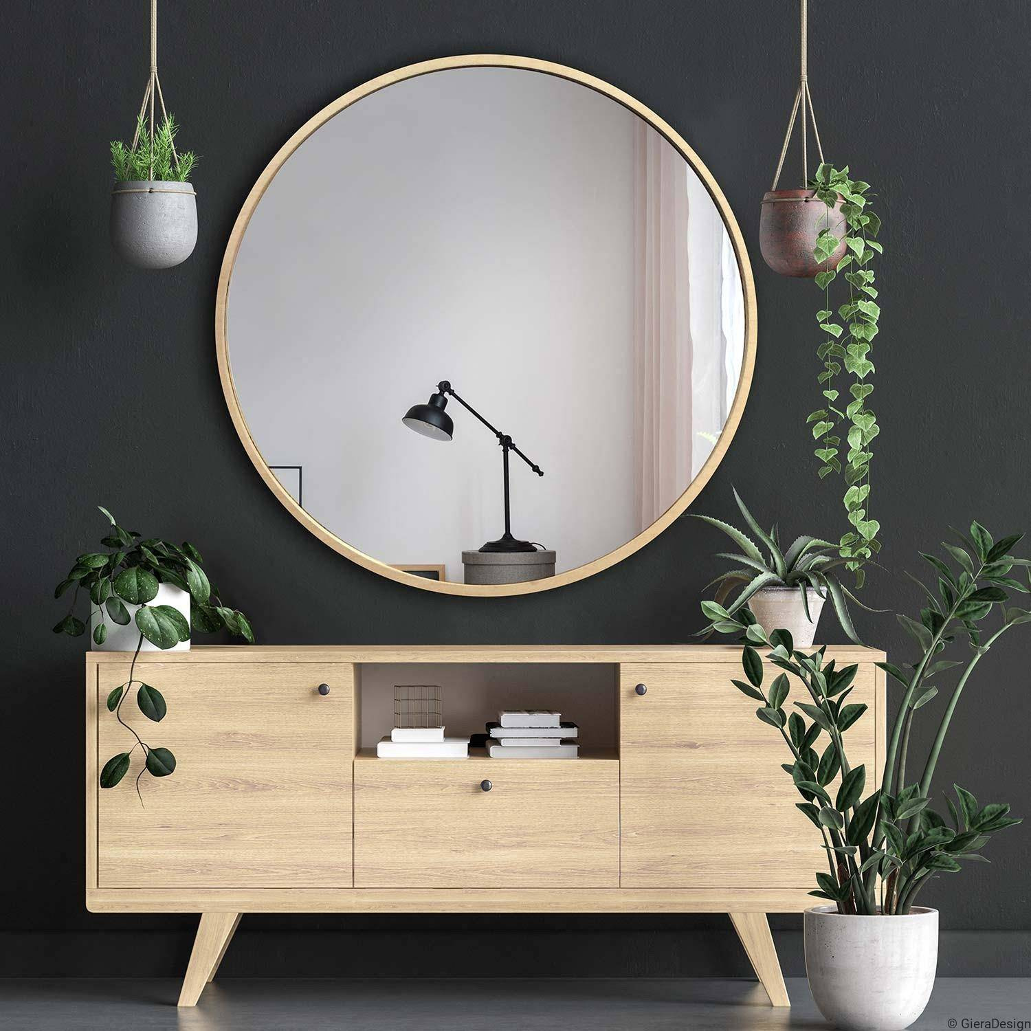 GieraDesign :: Spiegel in einem Sperraus Holzrahmen Scandi Wood runden skandinavisch Durchmesser 50 natürlich