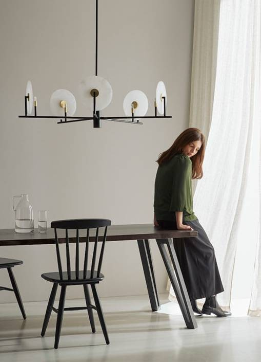 Aromas :: Hanging lamp Erto 5 black W: 120 cm