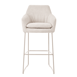 Mobitec :: Saga C14 upholstered bar stool / stool, height 114 cm, gray, with armrests, metal legs