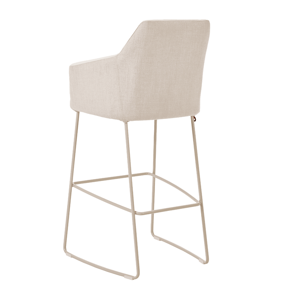 Mobitec :: Saga C28 upholstered bar stool / stool, height 114 cm, gray, with armrests, metal legs
