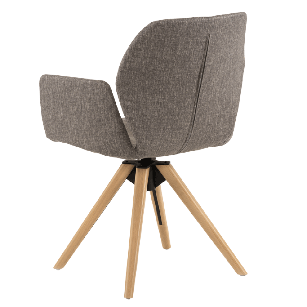 Mobitec :: Mood 95 gray swivel chair with armrests, 60 cm wide, wooden base
