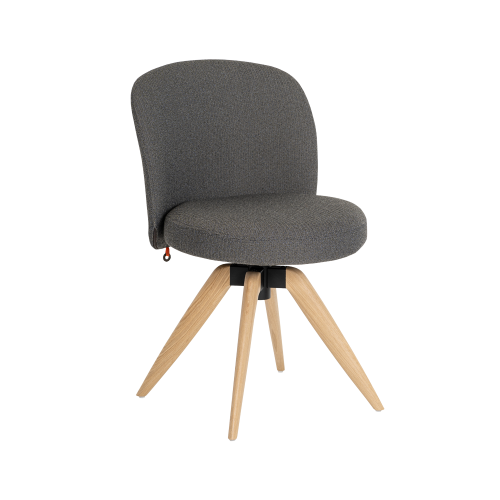 Mobitec :: Neo C05 gray swivel chair on wooden legs, width 51 cm