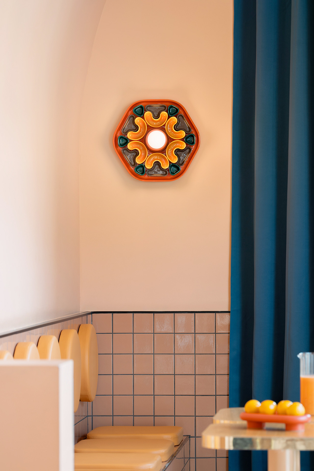 Ferroluce :: Phytia wall lamp / sconce diameter 37 cm ceramic yellow / brown / orange