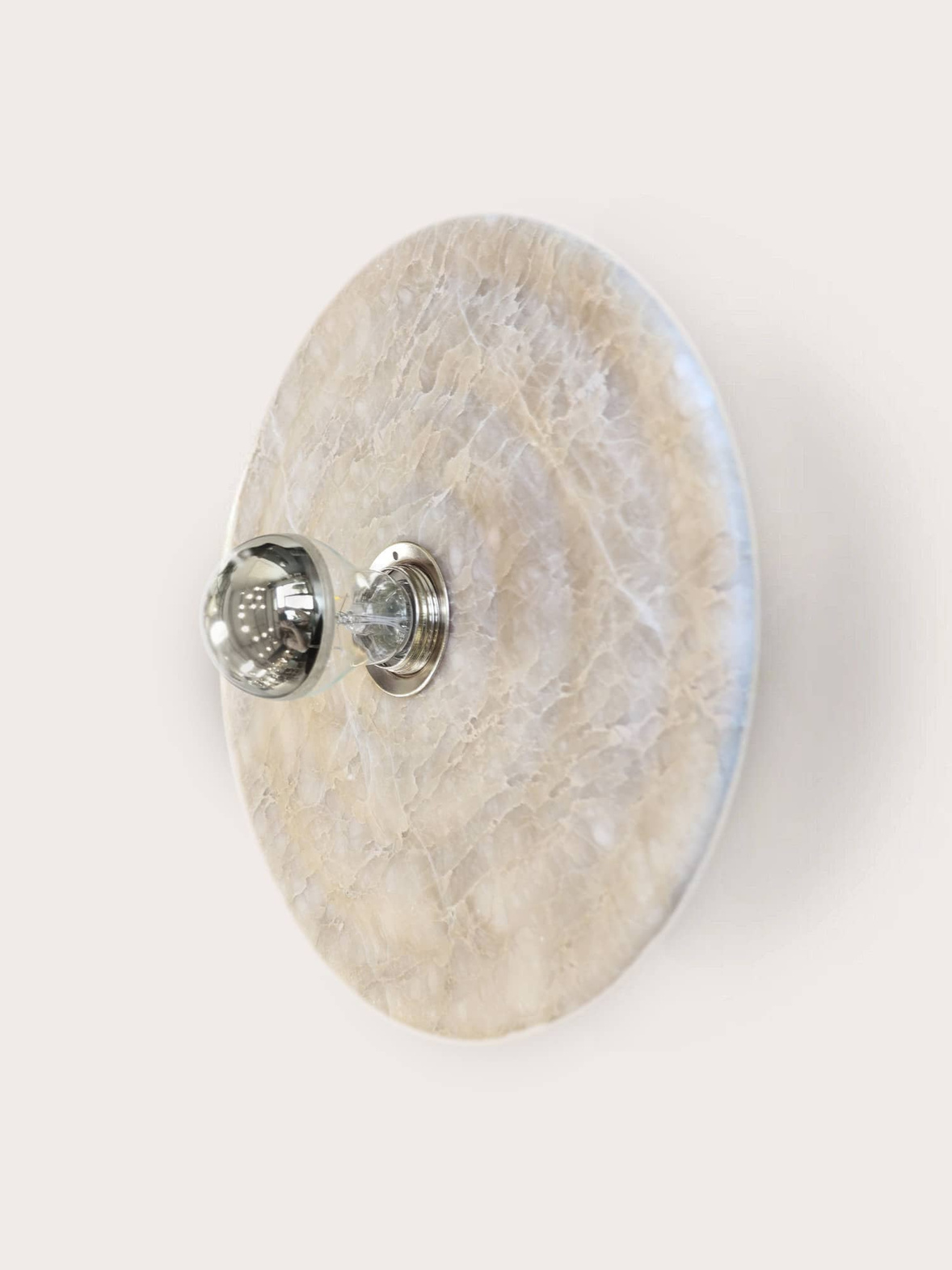 Aromas :: Lampa ścienna / kinkiet Wave śr. 30 cm ze srebrnym alabastrowy talerz srebrny metal