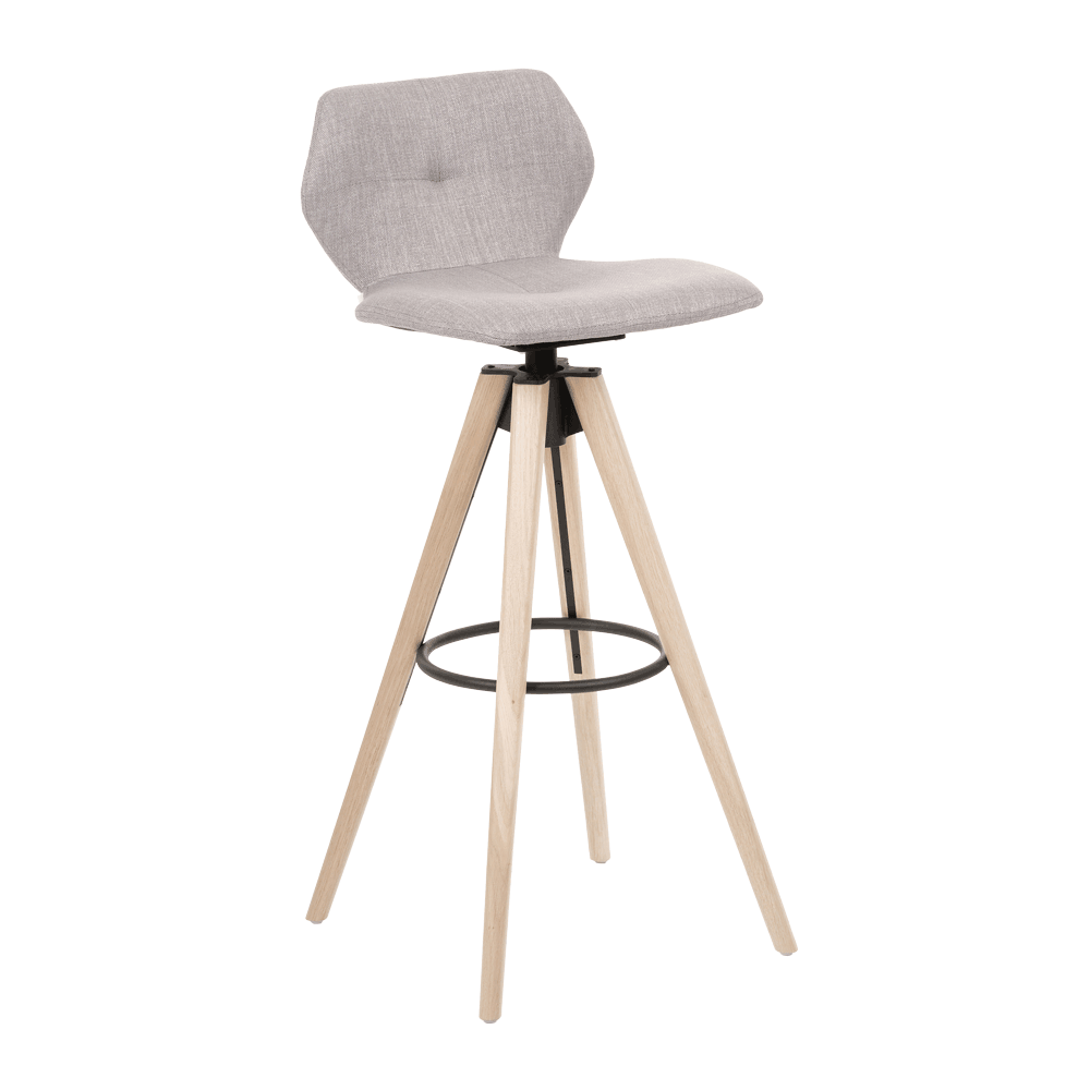 Mobitec :: Krzesło barowe / hoker tapicerowany obrotowy Mood 91 wys. 102 cm szary nogi drewniane