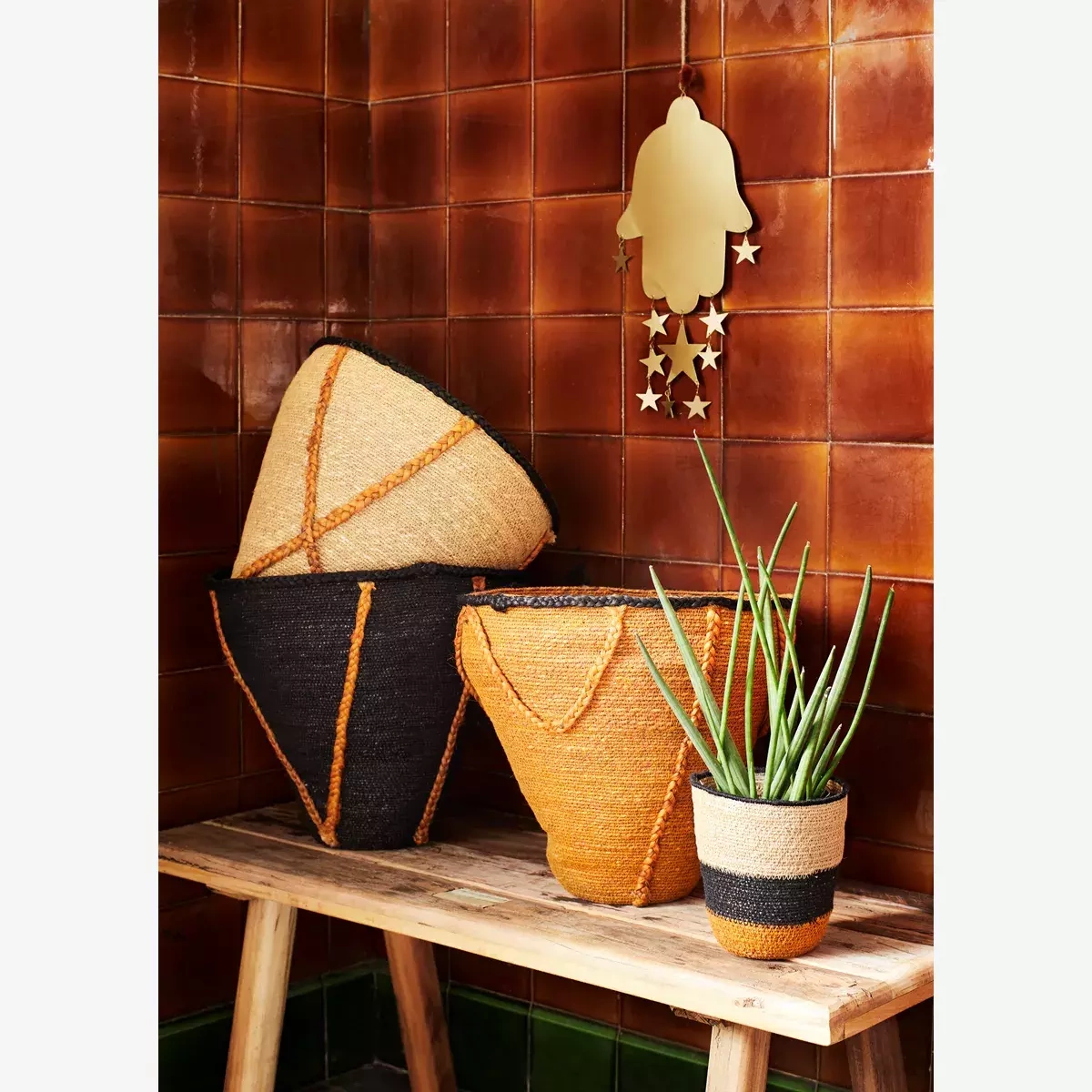 Madam Stoltz :: Basket  w /stitching orange