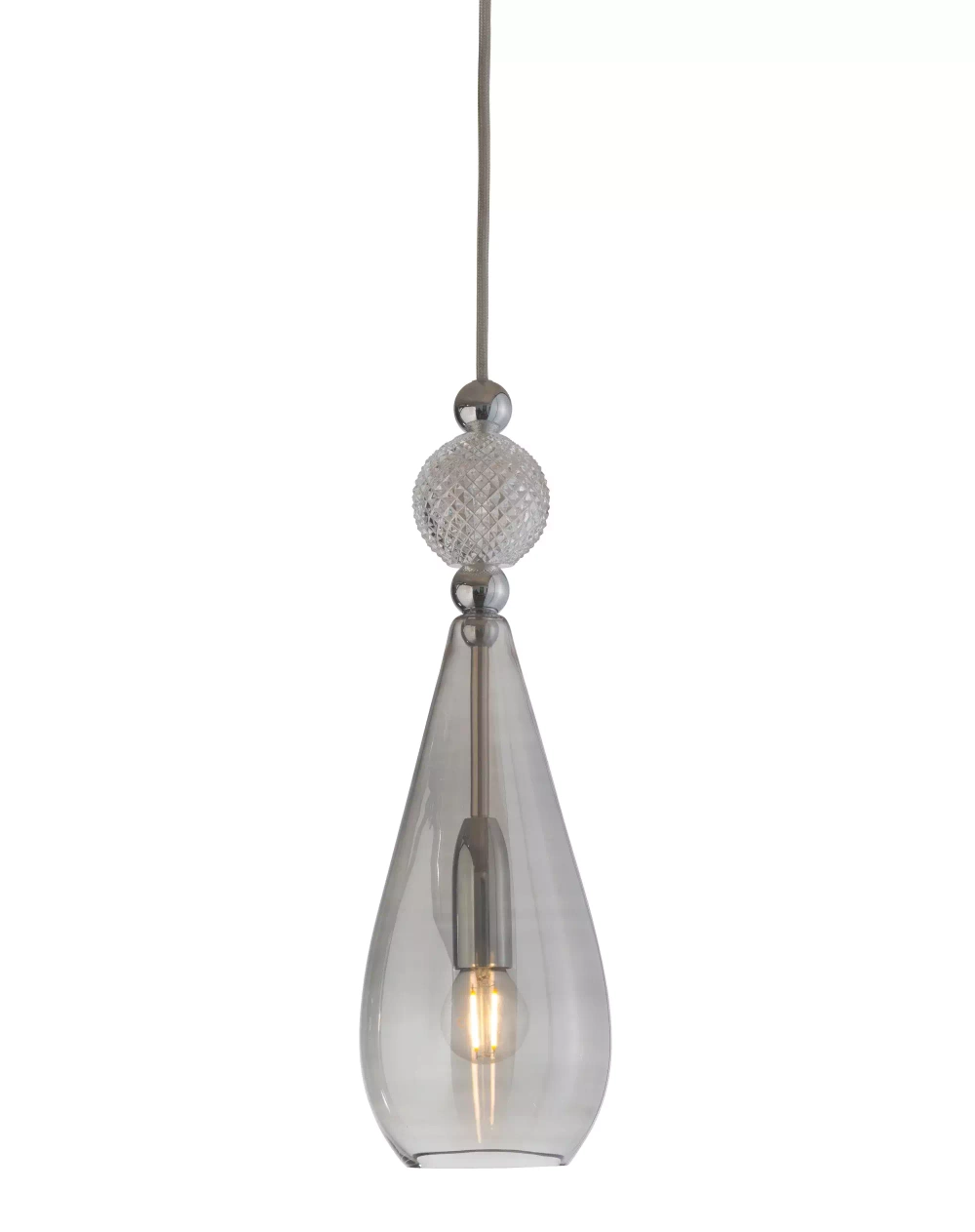 EBB & FLOW :: Smykke Hanging Lamp ?12.5cm smokey grey/crystal ball