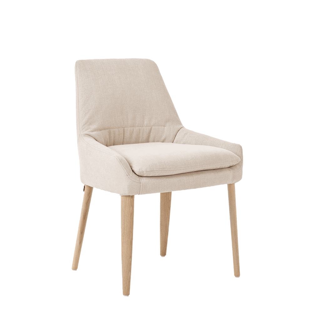 Mobitec :: Saga C01 upholstered chair, beige, width 59 cm, wooden legs