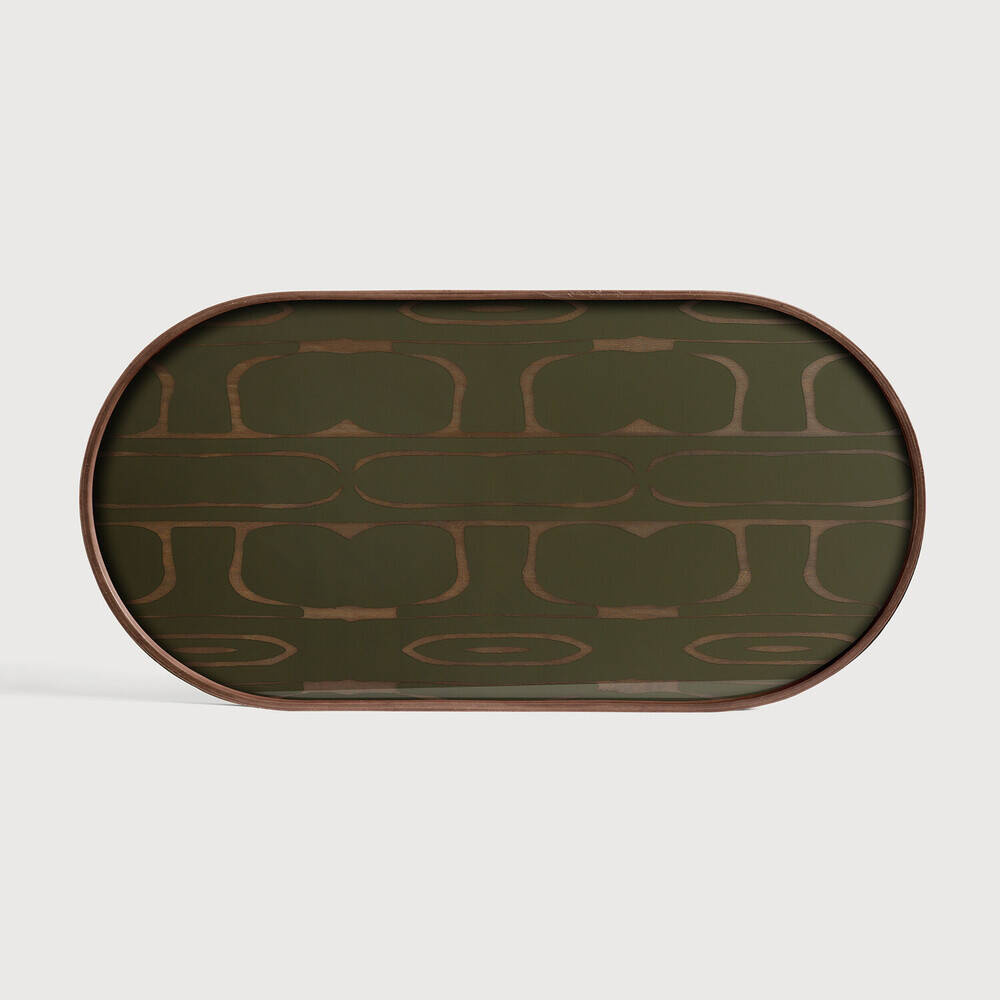 Ethnicraft :: Second Nature decorative tray, oval, width 71 cm, size M, dark green