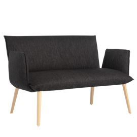 Mobitec :: 2-seater upholstered sofa/bench Soft C10, width 134 cm, dark gray with wooden legs