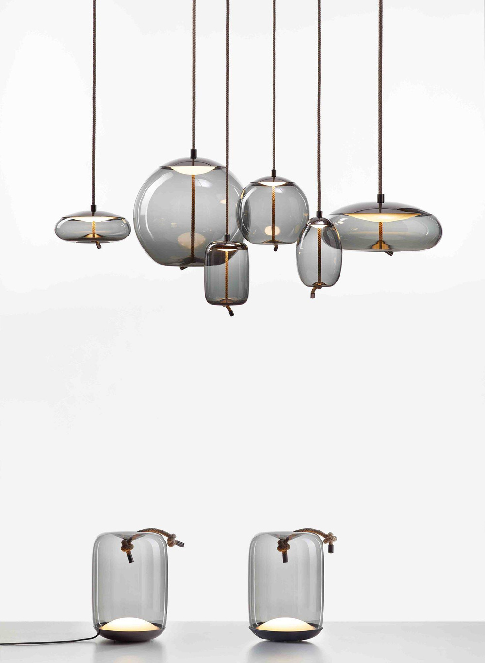 Brokis :: Hängelampe aus Glas Knot Small Uovo Durchmesser 18 cm schwarz