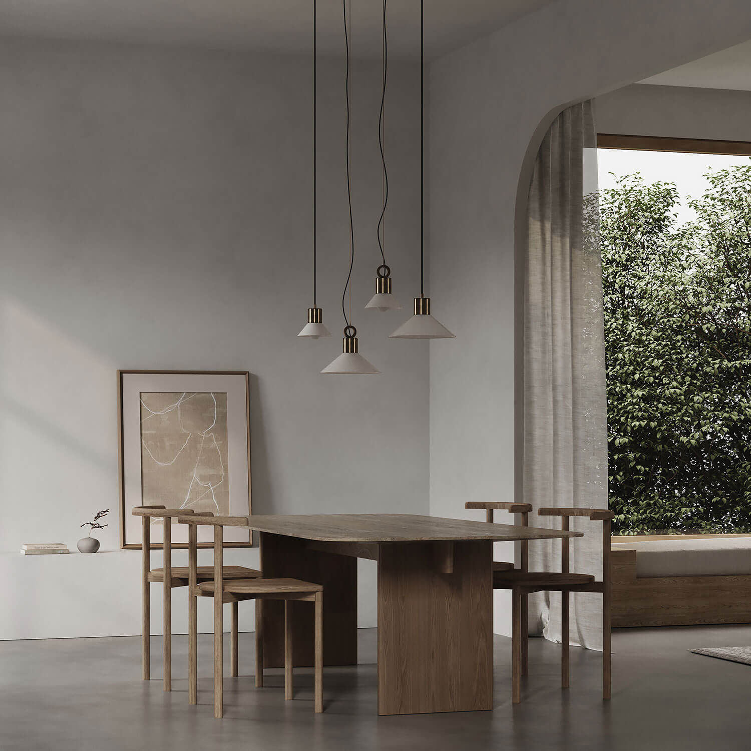 Embassy Interiors :: Oslo pendant lamp with ring, white and brass, diameter 25 cm