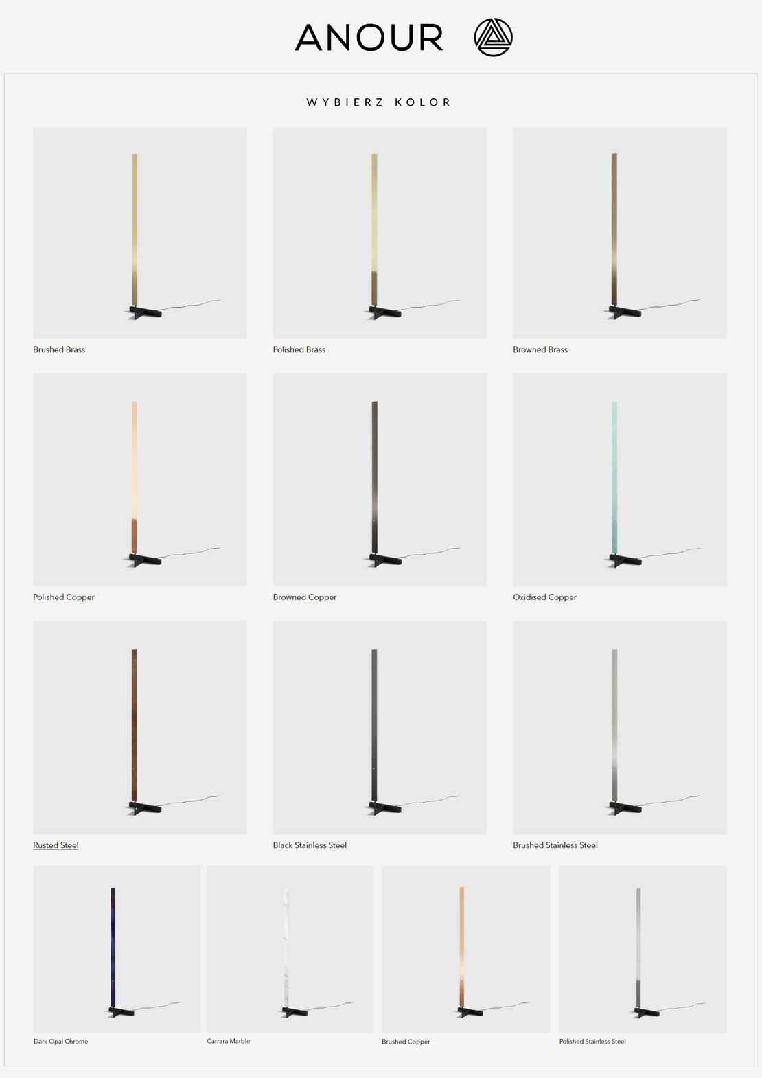 Anour :: F-Model floor lamp, height 164 cm, marble