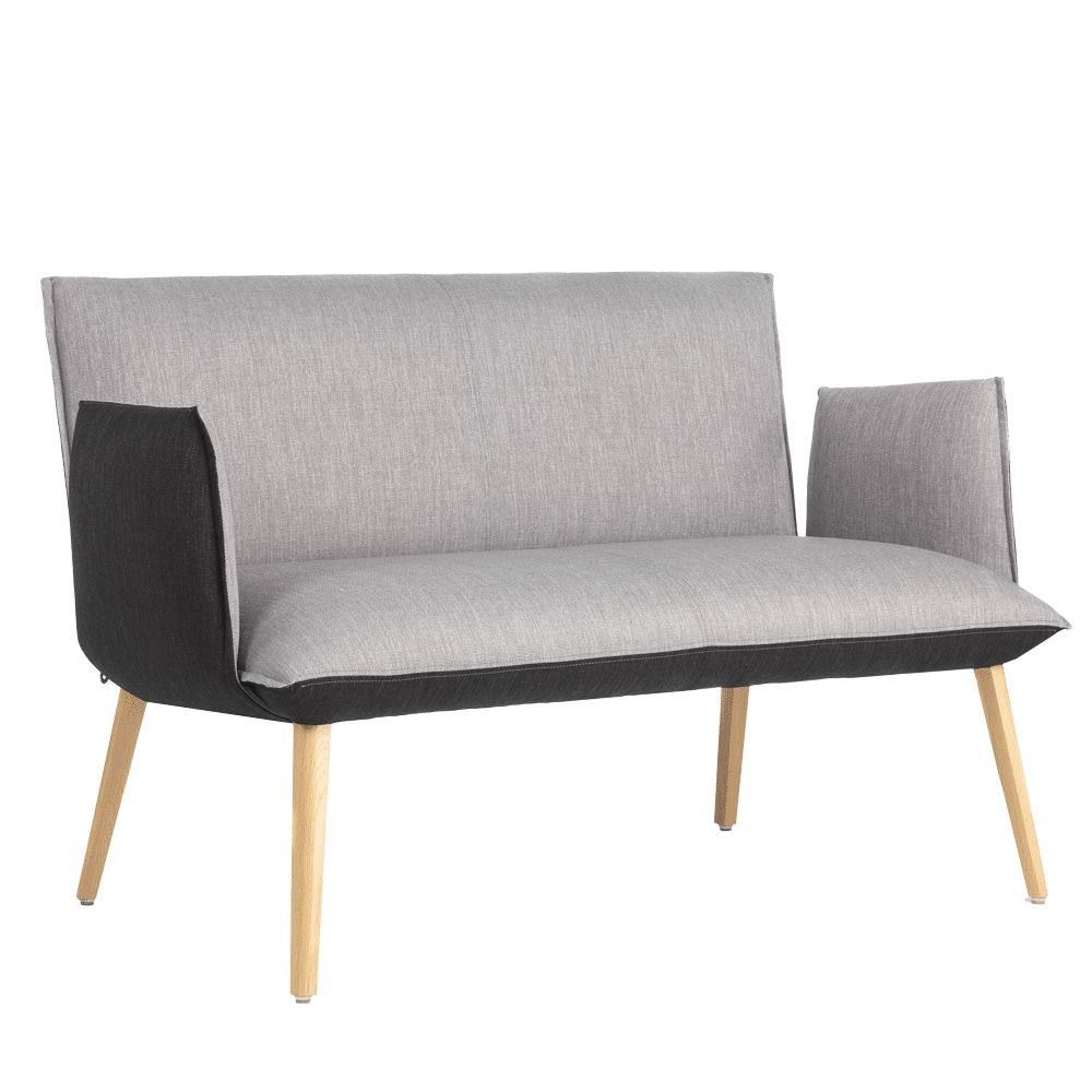 Mobitec :: 2-seater upholstered sofa/bench Soft C11, width 134 cm, gray, with wooden legs