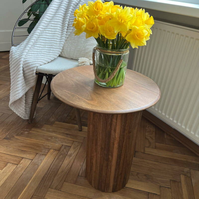 Table4U :: Leon Couchtisch aus Holz, Durchmesser 50 cm, Karamellfarbe