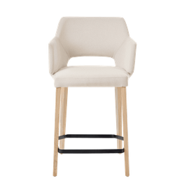 Mobitec :: Lena C07 upholstered bar stool / stool, height 96 cm, beige, with armrests, wooden legs