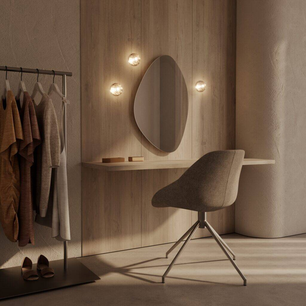 Aromas :: Hado wall lamp / recessed sconce, diameter 10 cm, transparent gold