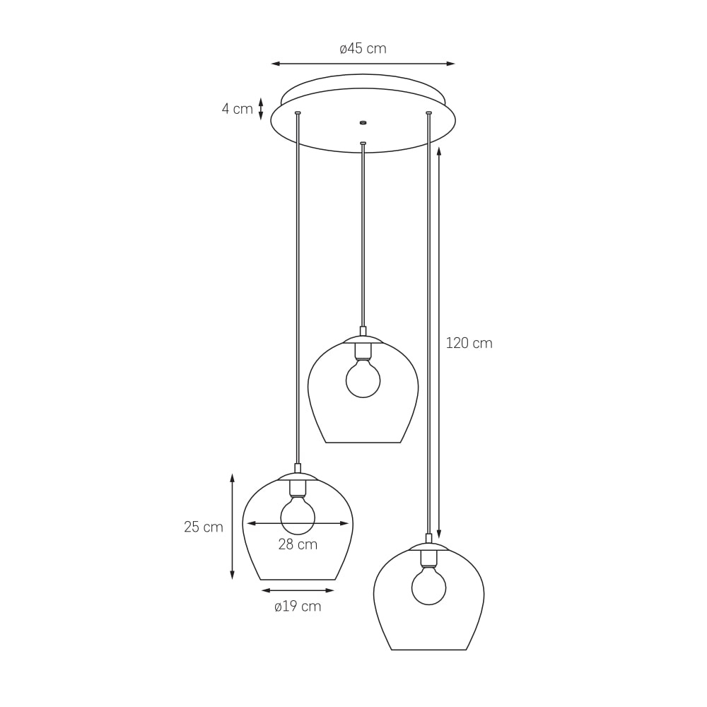 Kaspa :: Hängelampe aus Glas Venus 3 Farbtöne schwarz